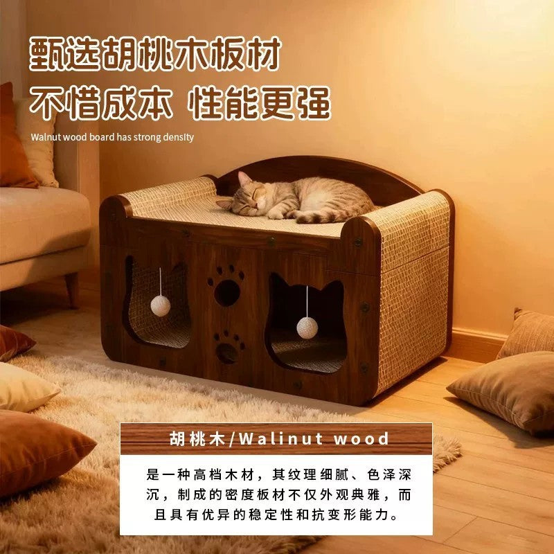 Cat scratching board, cat bed integrated vertical cat scratching board, wear-resistant toy TV model, all-season universal toy cat house villa