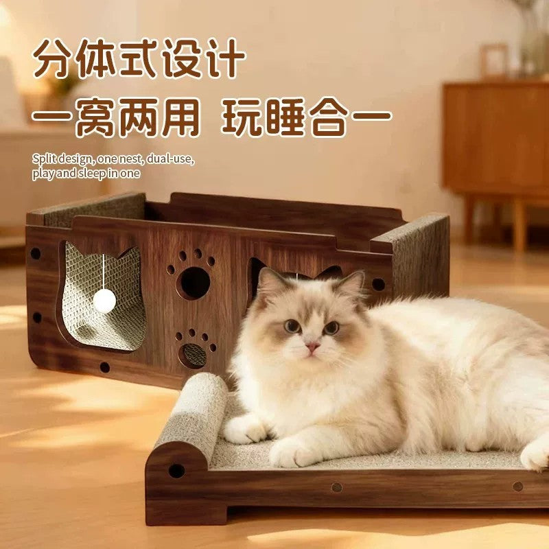 Cat scratching board, cat bed integrated vertical cat scratching board, wear-resistant toy TV model, all-season universal toy cat house villa